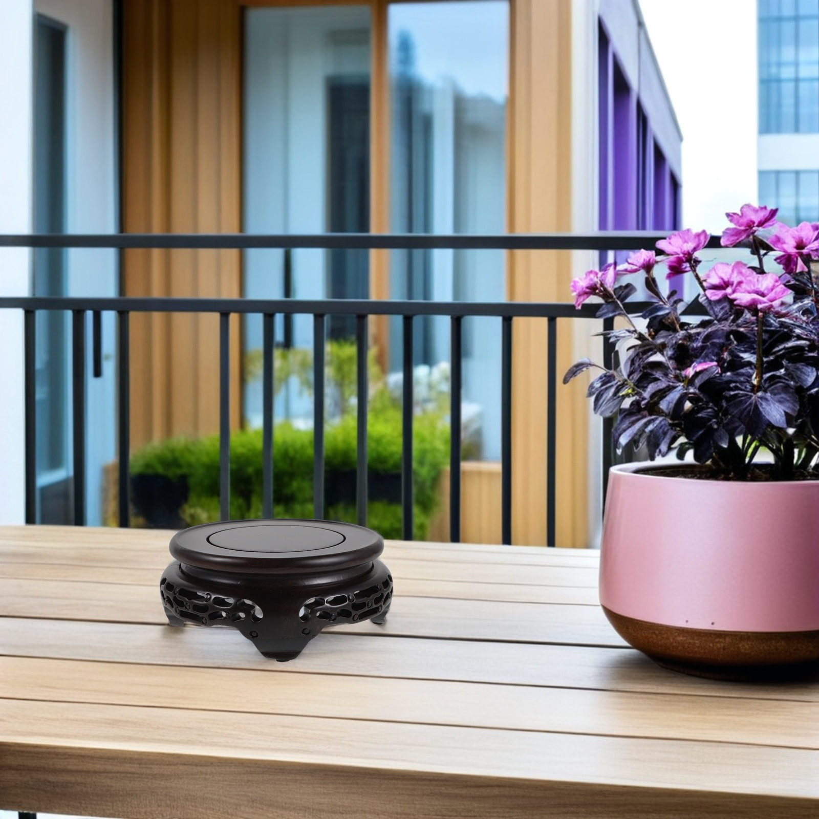 Wooden Vase Display Stand Roun - Aquarium Plant Holder 评论和价格