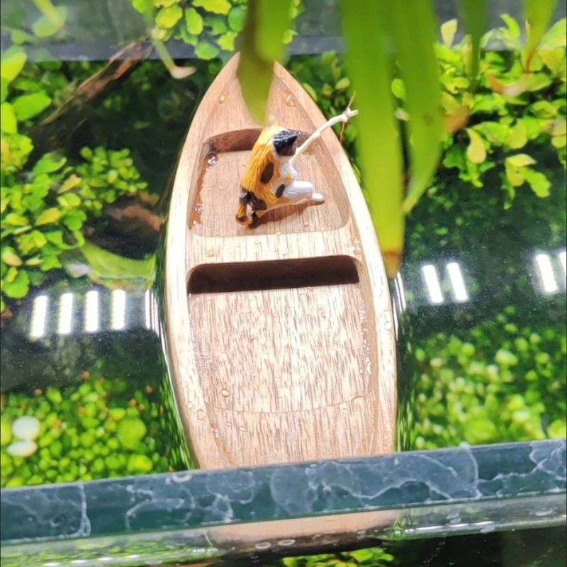 Handmade Wooden Boat Mini Floa - Aquarium Driftwood 评论和价格